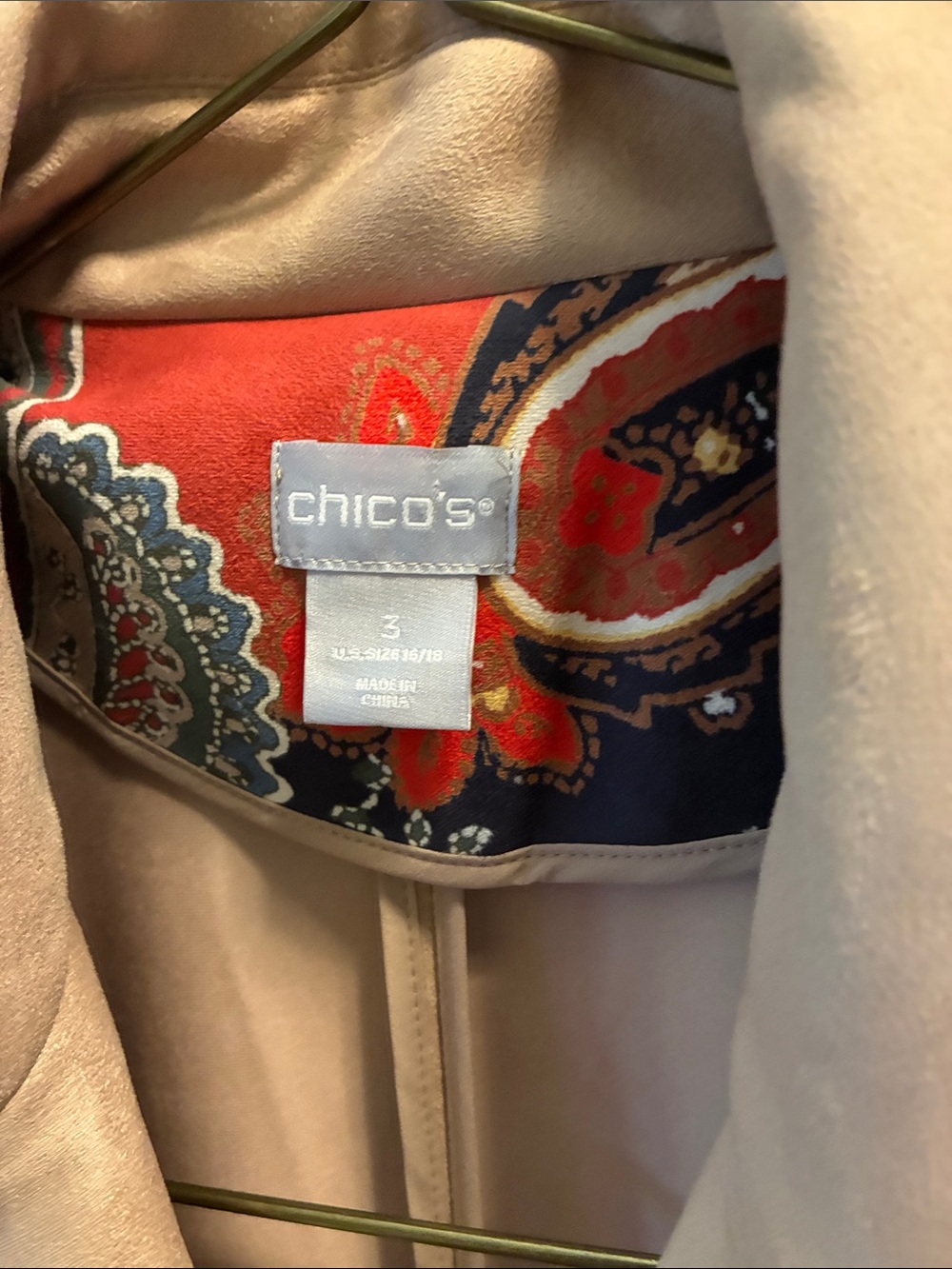 Chico’s Paisley Print Faux Suede Topper - Picture 5 of 7